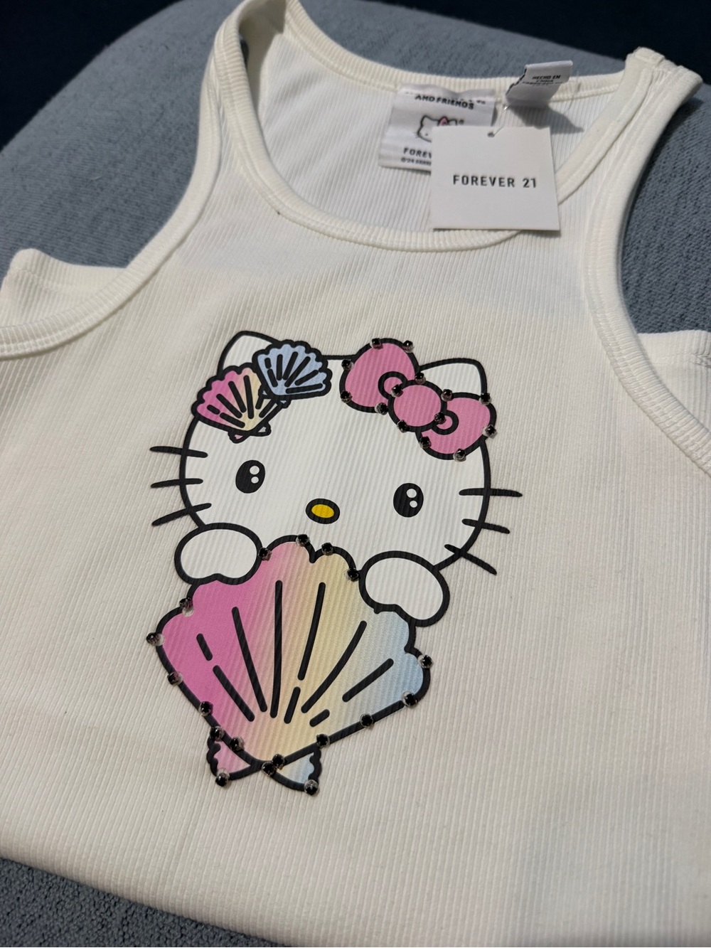 Forever 21 White Girls' Hello Kitty Shell Graphic Tank Top